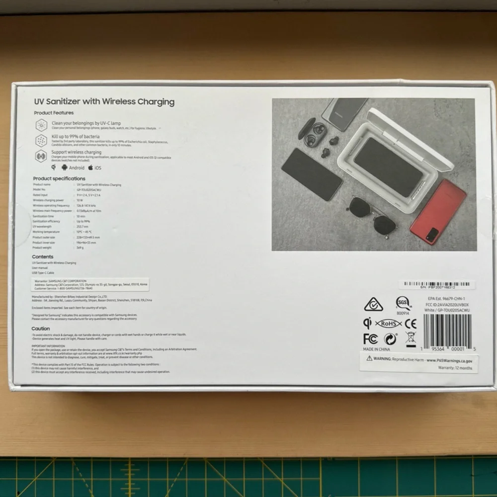 Samsung GP-TOU020 UV Sanitizer with Wireless Charging | Used